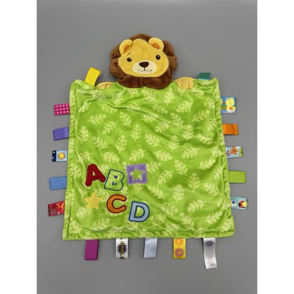 Taggies Lion Lovey Plush Lion Alphabet ABCs Leaves Green Baby Security Blanket - Picture 1 of 7